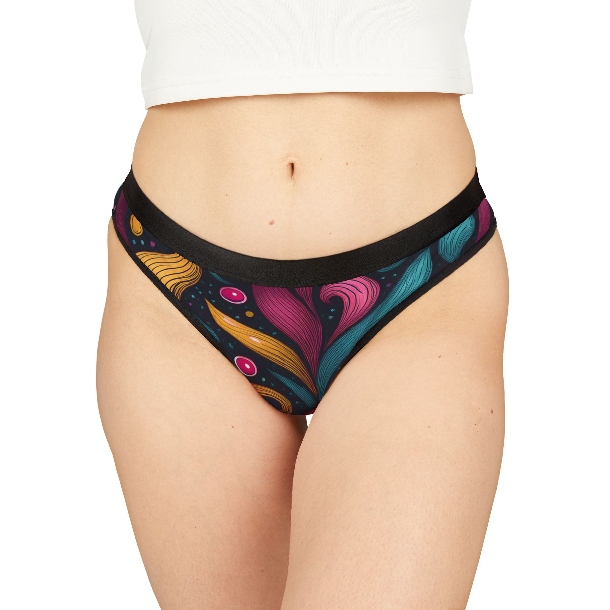 Floral Swirl Women's Thong — Colorful Abstract Pattern Intimates