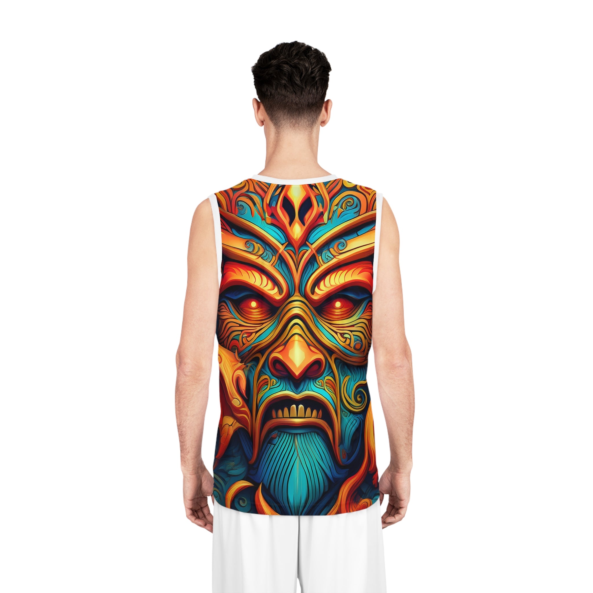 Tribal Flame Mask Basketball Jersey - All-Over-Print