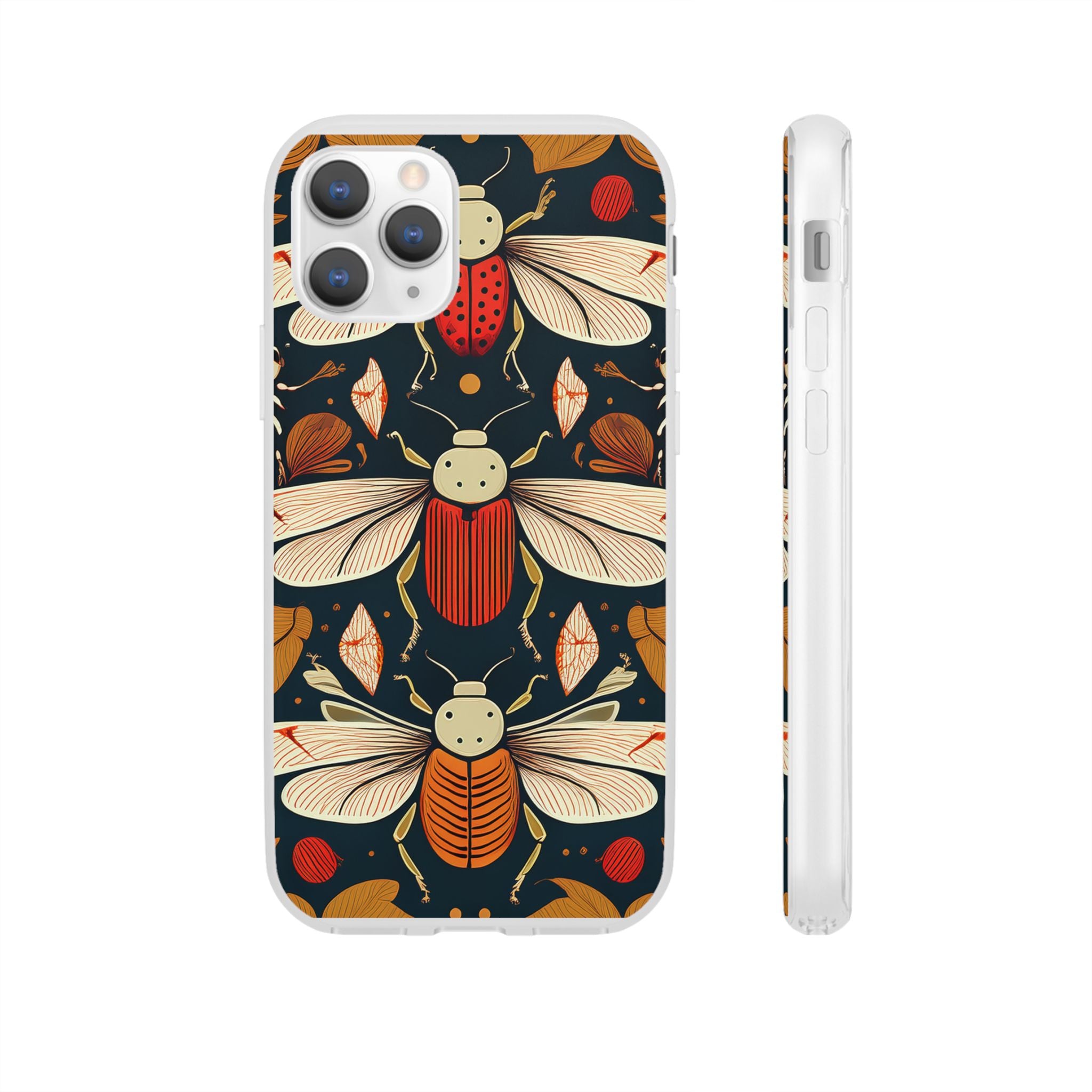 Bug Pattern Phone Case — Vintage Floral Firefly Design