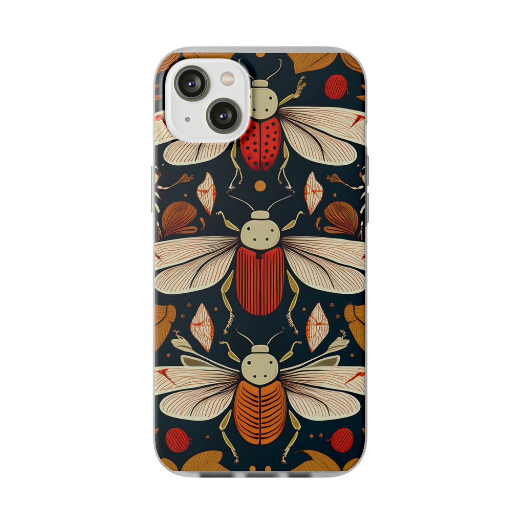 Bug Pattern Phone Case — Vintage Floral Firefly Design