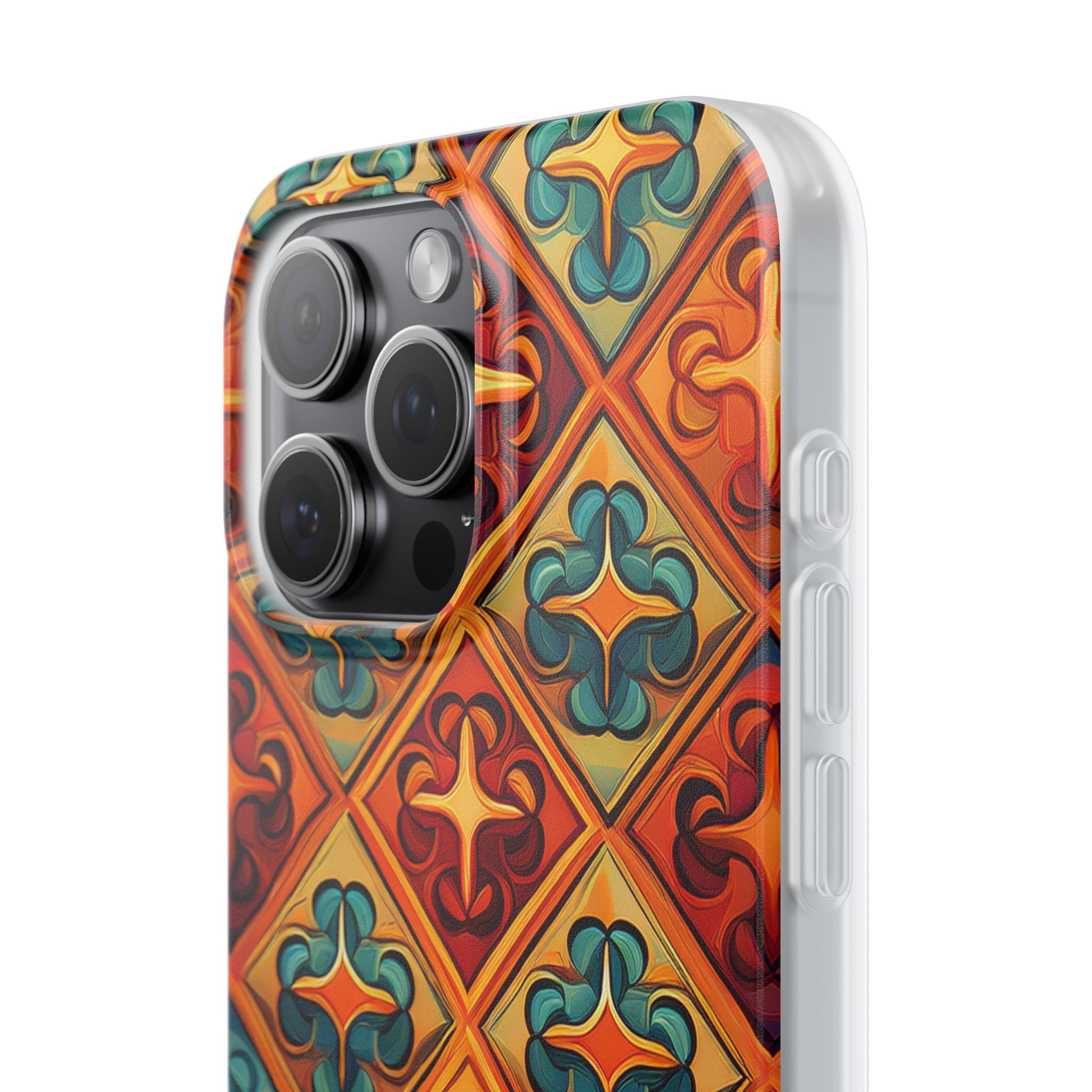 Vintage Tile Pattern Phone Case — Retro Moroccan Geometric Flexi Case
