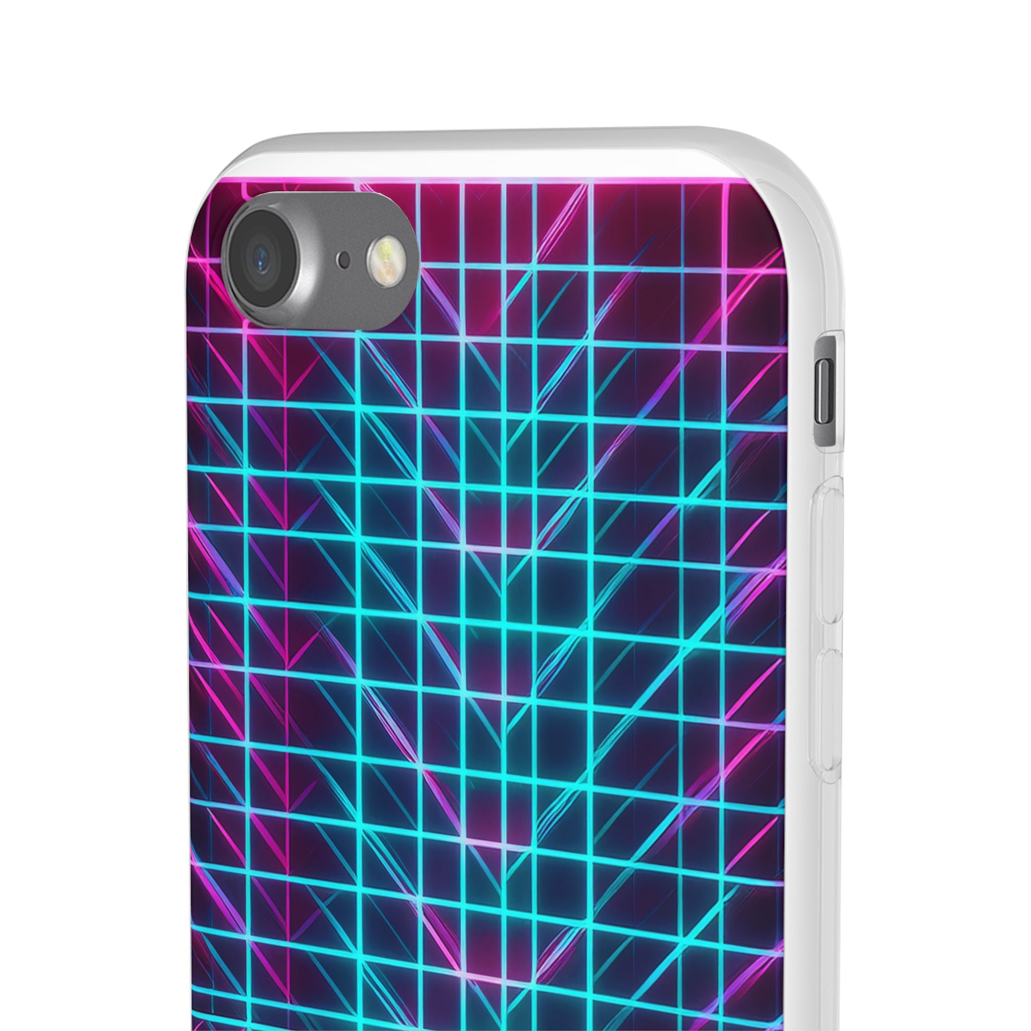 Retro Neon Grid Phone Case – 80s Vaporwave Geometric iPhone Cover