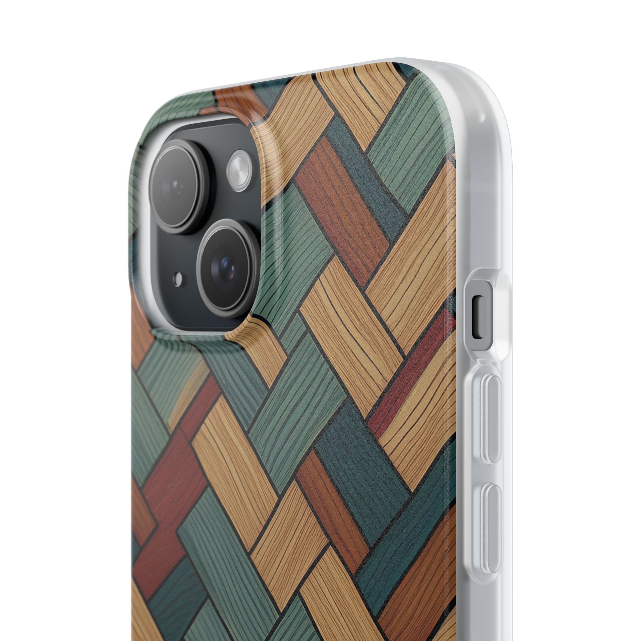 Woven Wood Pattern Phone Case — Rustic Geometric iPhone Flexi Case