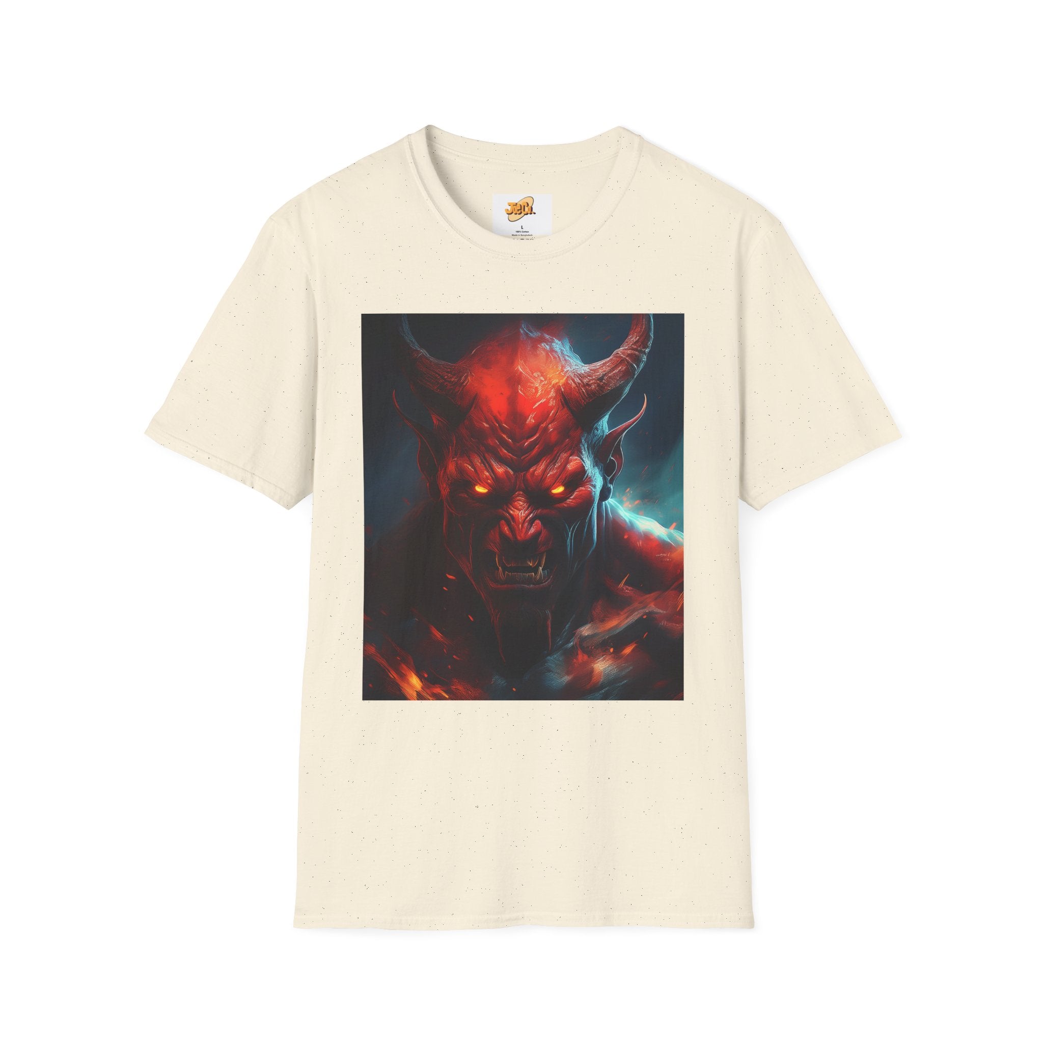 Demon Skull T-Shirt — Fiery Horned Demon Graphic Tee