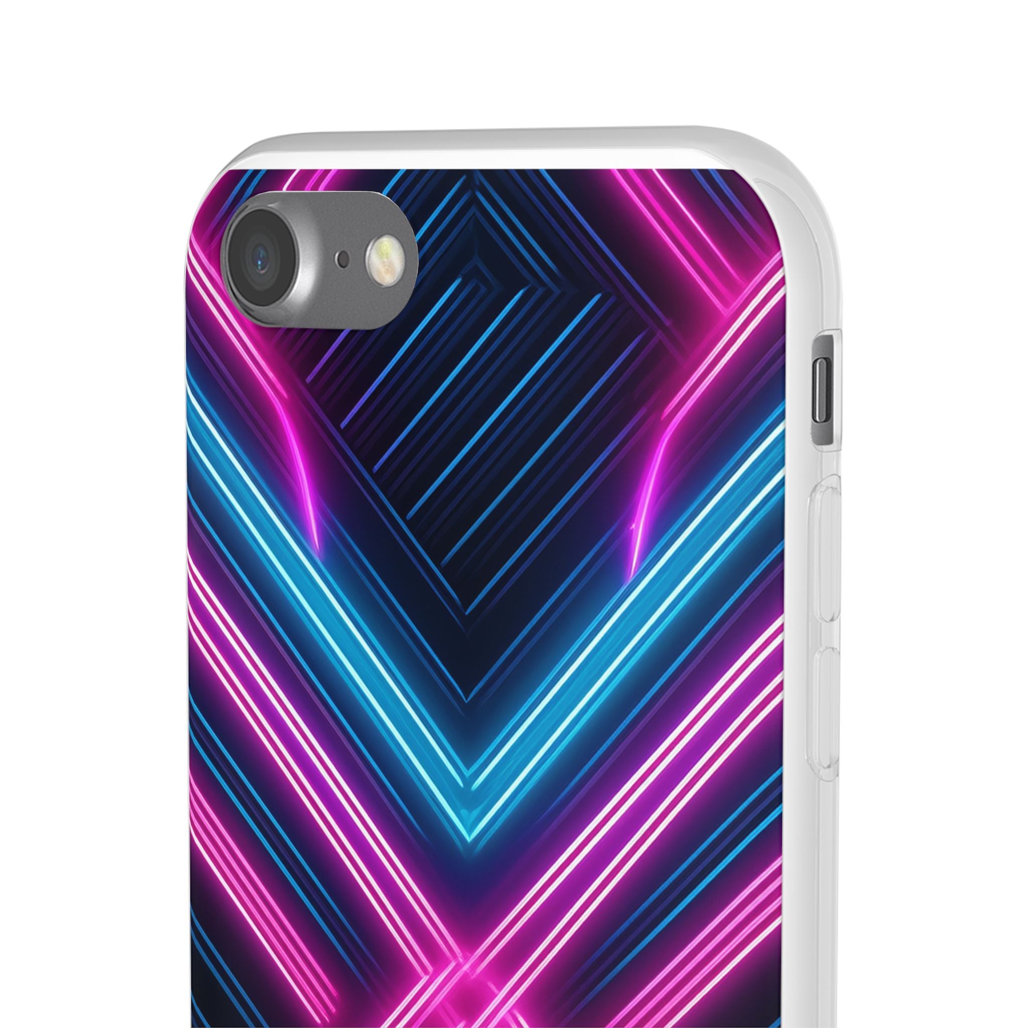 Neon Geometric Phone Case – Retro Vibes Blue & Pink Flexi Case