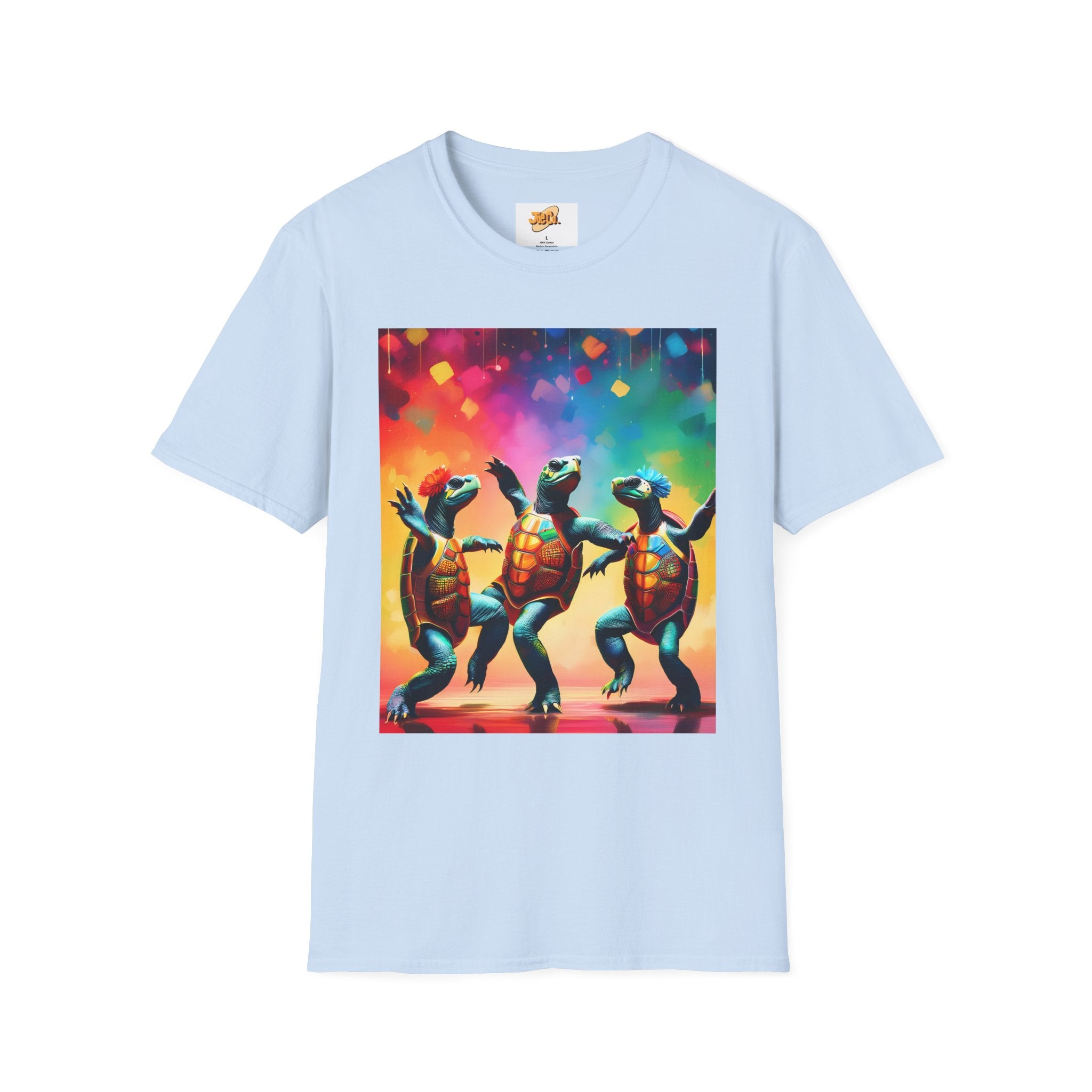 Dancing Turtles Graphic T-Shirt — Colorful Party Sea Turtle Tee