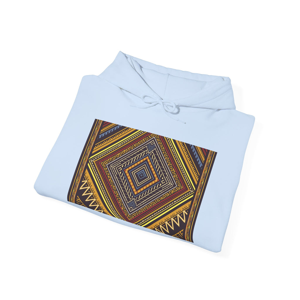 Boho Geometric Diamond Hoodie – Earthy Tribal Pattern Pullover