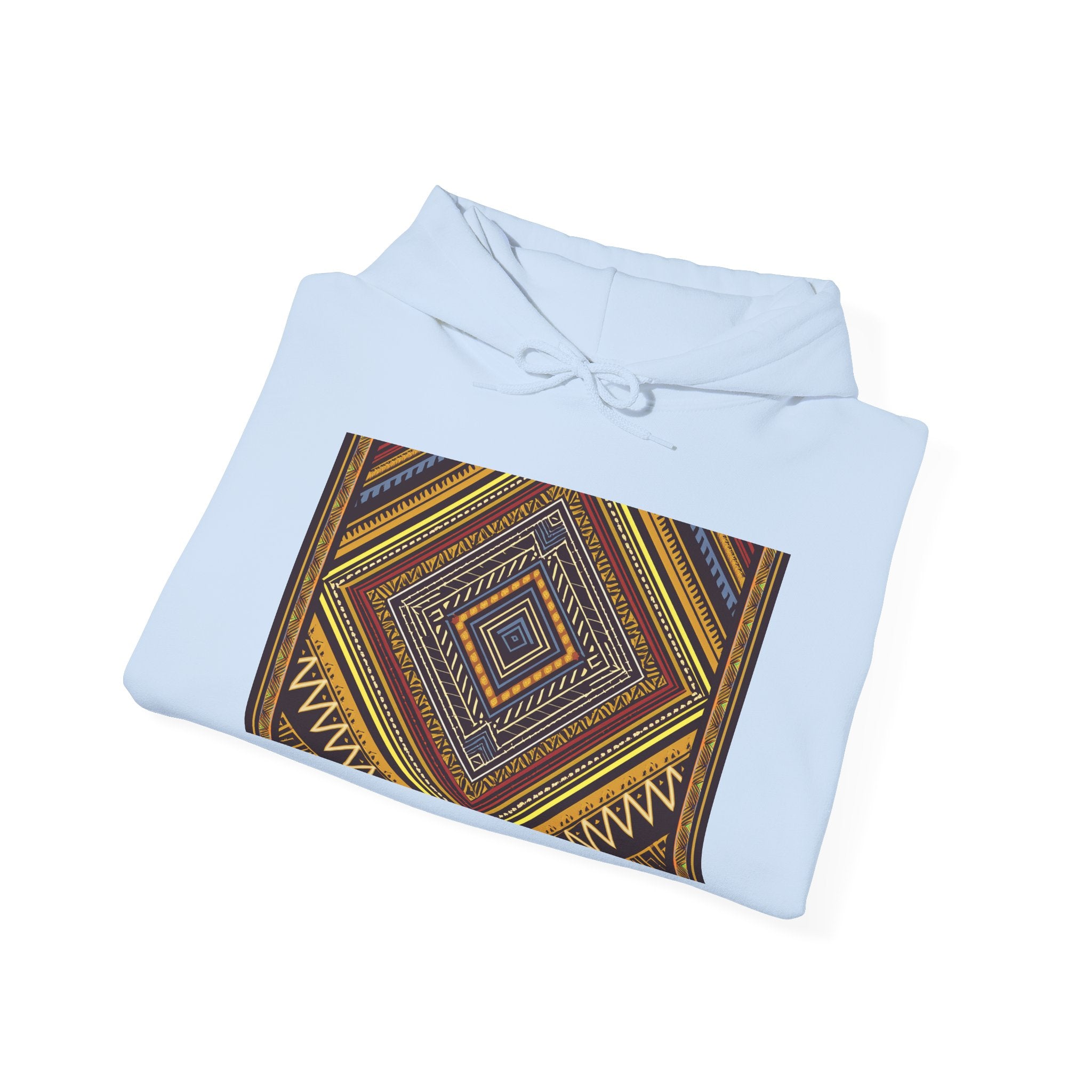 Boho Geometric Diamond Hoodie – Earthy Tribal Pattern Pullover
