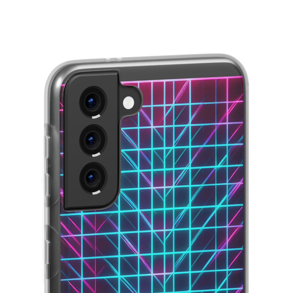 Retro Neon Grid Phone Case – 80s Vaporwave Geometric iPhone Cover