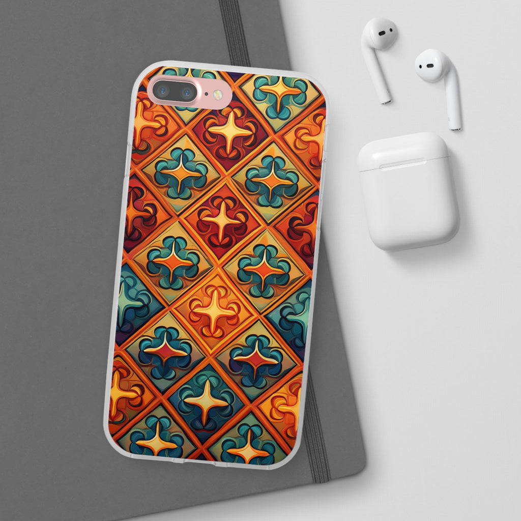 Vintage Tile Pattern Phone Case — Retro Moroccan Geometric Flexi Case