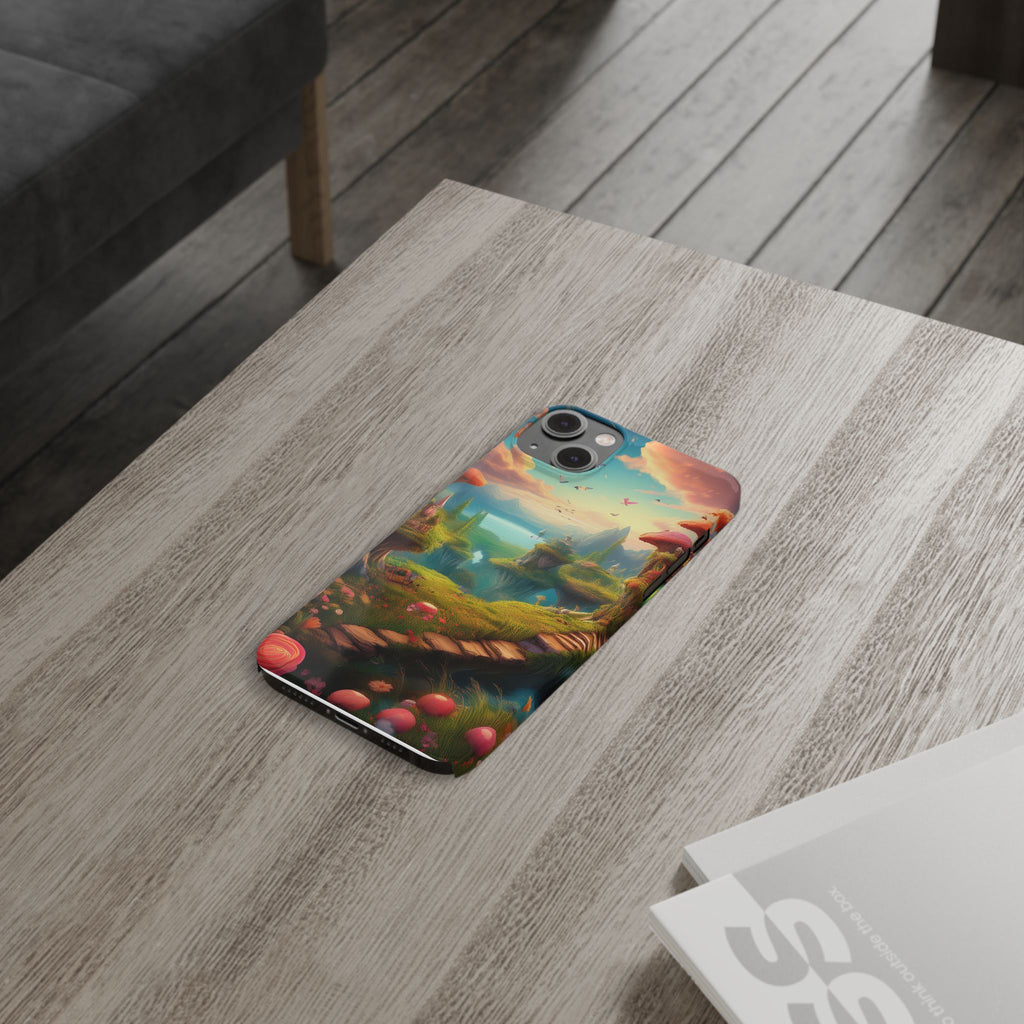 Fantasy Landscape Slim Phone Case — Enchanted Mushroom Path