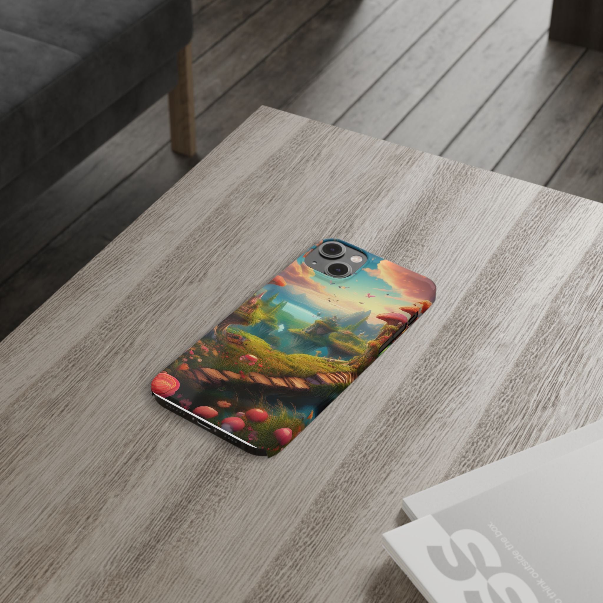 Fantasy Landscape Slim Phone Case — Enchanted Mushroom Path