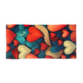 Colorful Heart Pattern Beach Towel