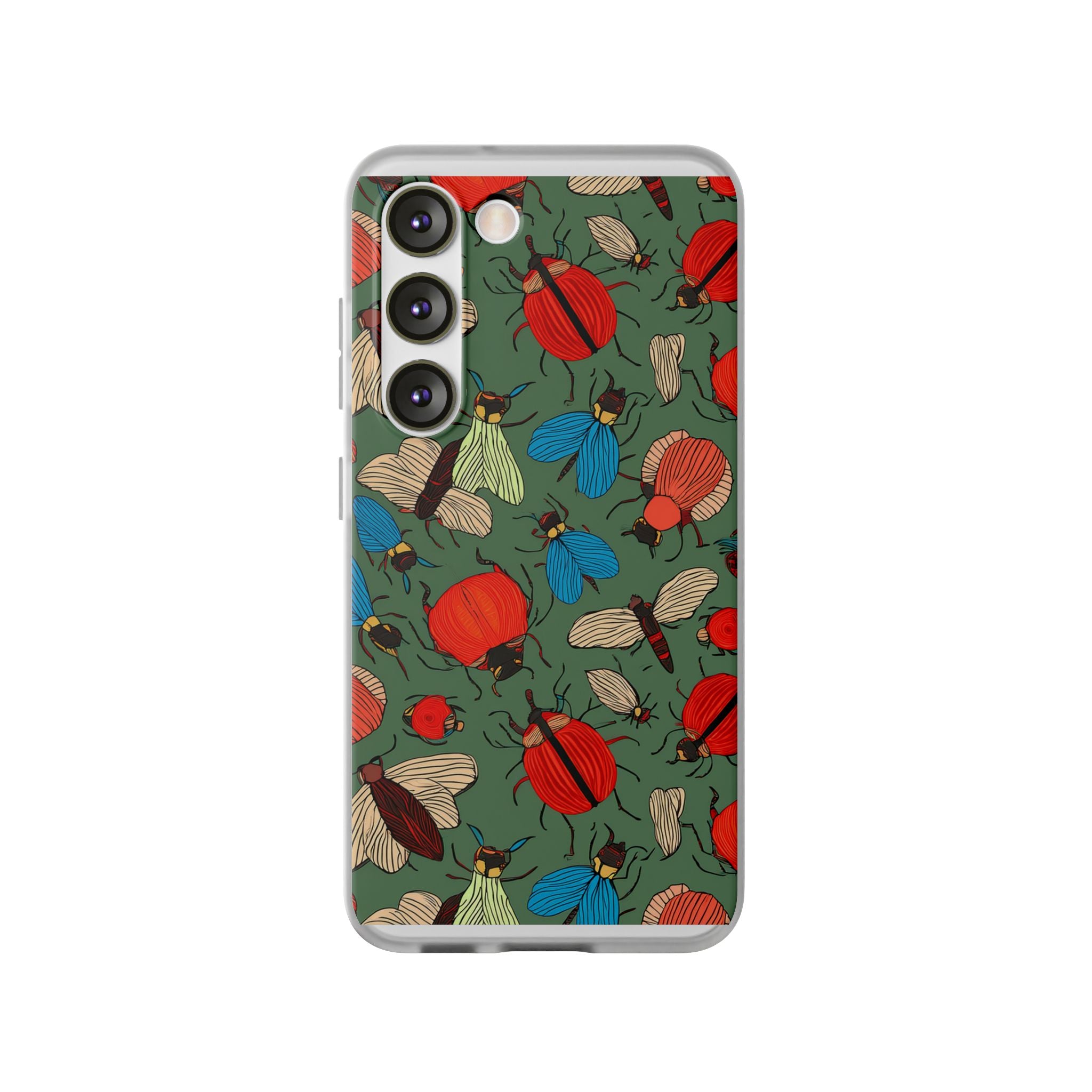 Bug Pattern Phone Case — Colorful Beetles & Flies Design
