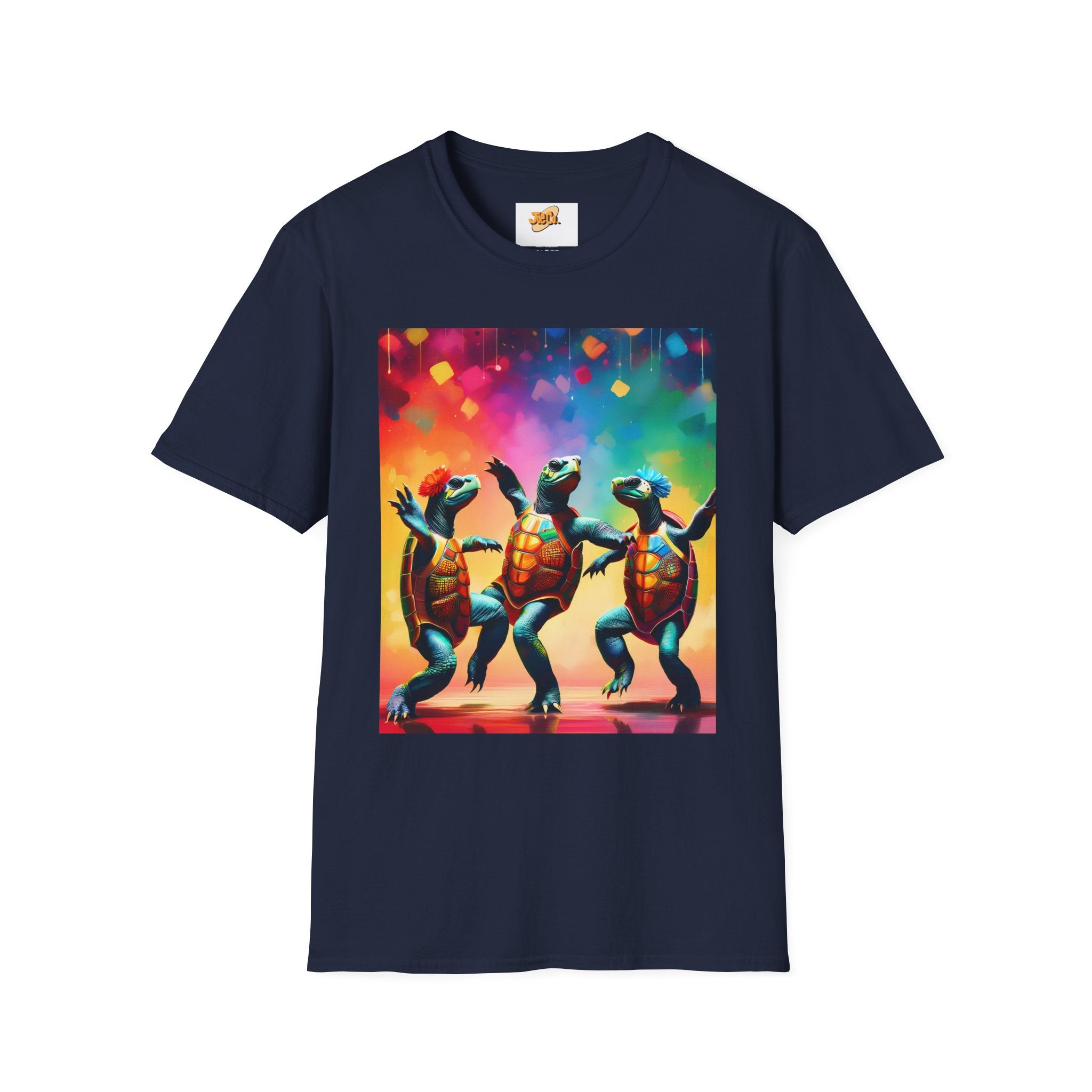 Dancing Turtles Graphic T-Shirt — Colorful Party Sea Turtle Tee