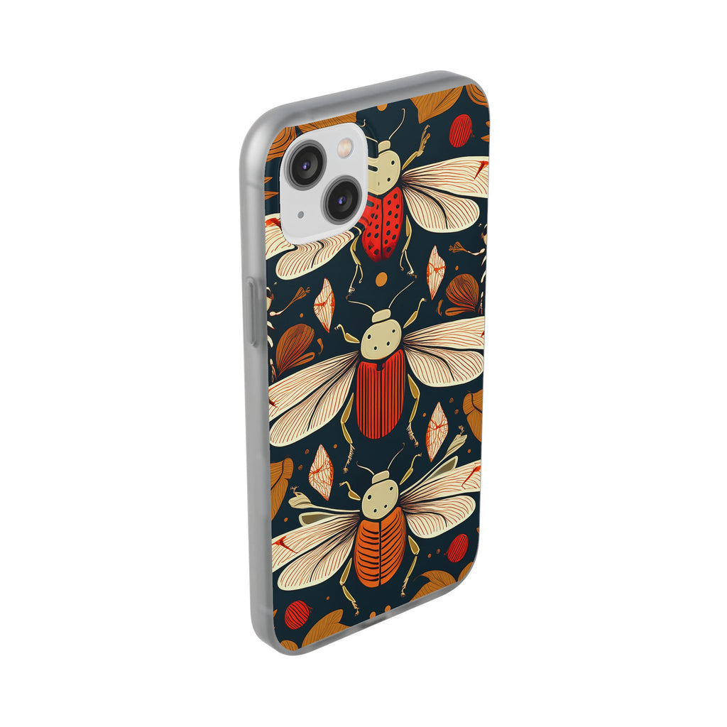 Bug Pattern Phone Case — Vintage Floral Firefly Design