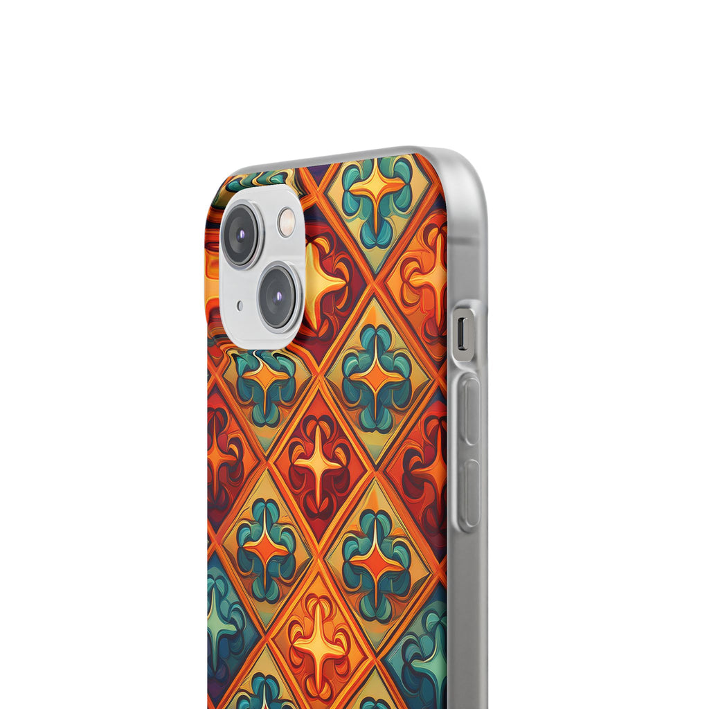 Vintage Tile Pattern Phone Case — Retro Moroccan Geometric Flexi Case