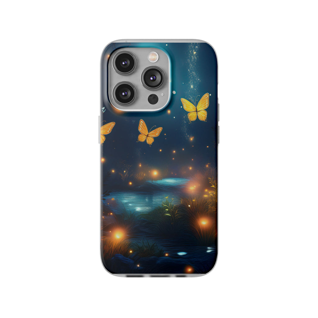 Butterfly Night Sky Phone Case – Glowing Firefly Fantasy for iPhone