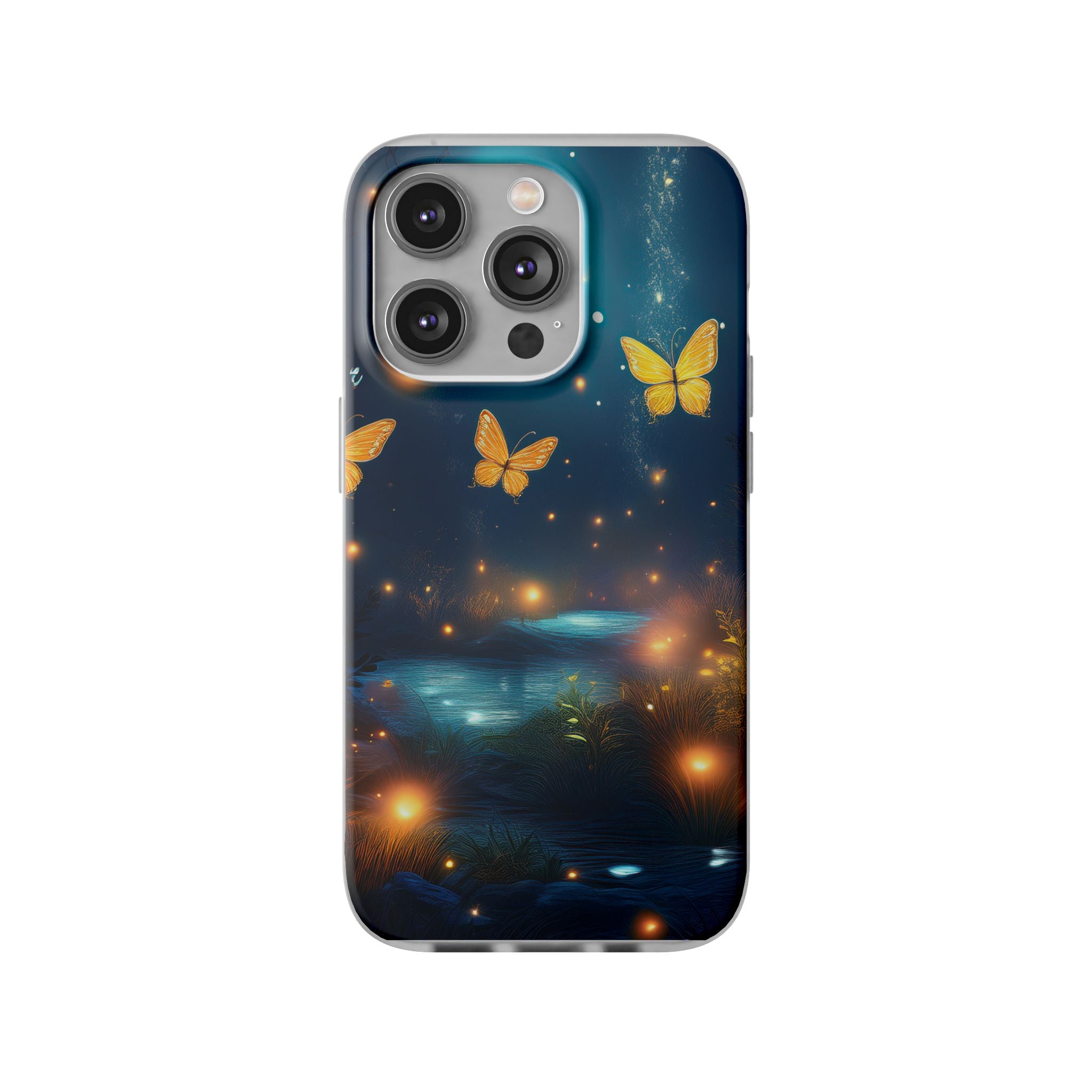 Butterfly Night Sky Phone Case – Glowing Firefly Fantasy for iPhone