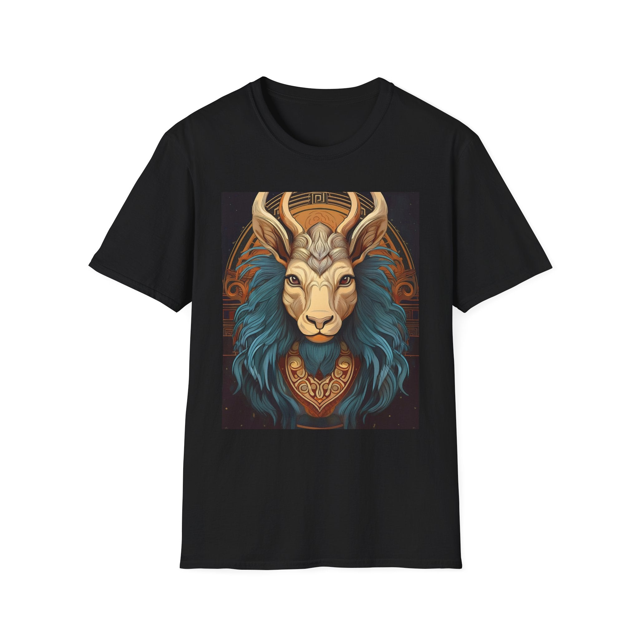 Mythic Ram Graphic T-Shirt — Ornate Zodiac/Leo-Inspired Art