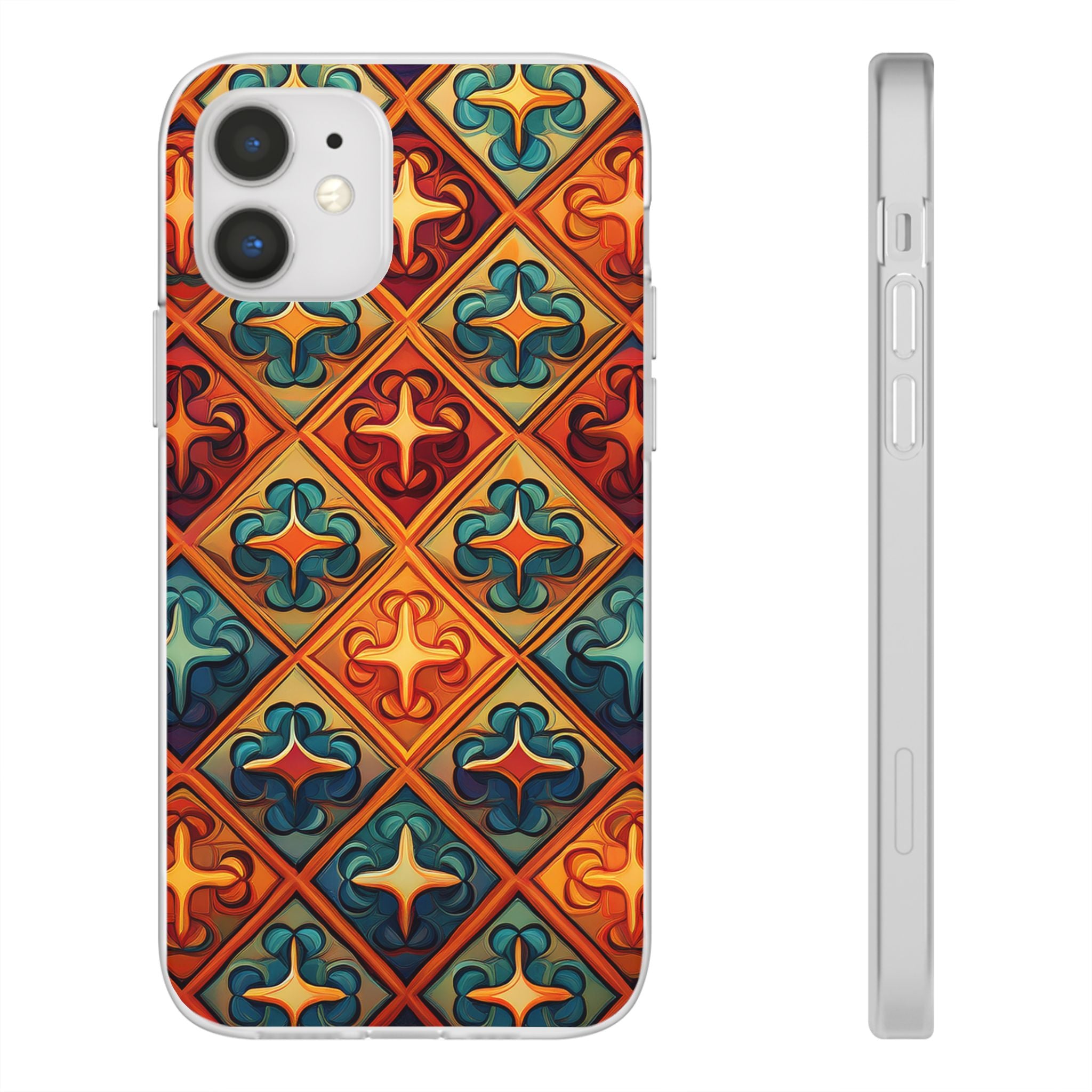 Vintage Tile Pattern Phone Case — Retro Moroccan Geometric Flexi Case