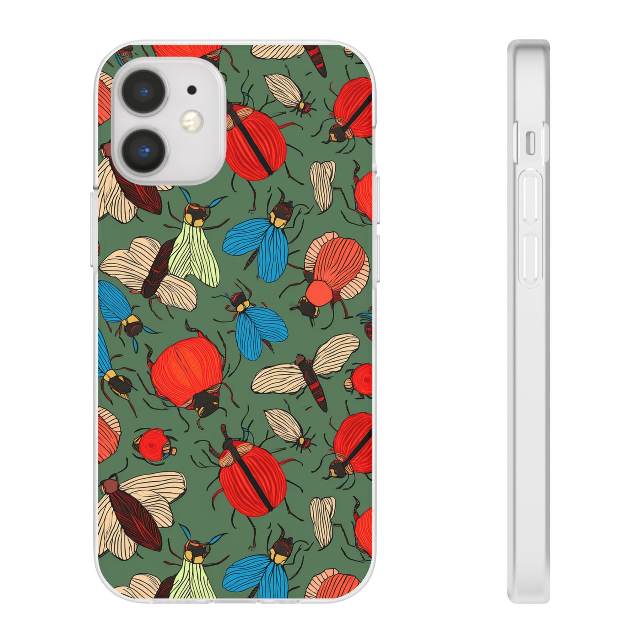 Bug Pattern Phone Case — Colorful Beetles & Flies Design