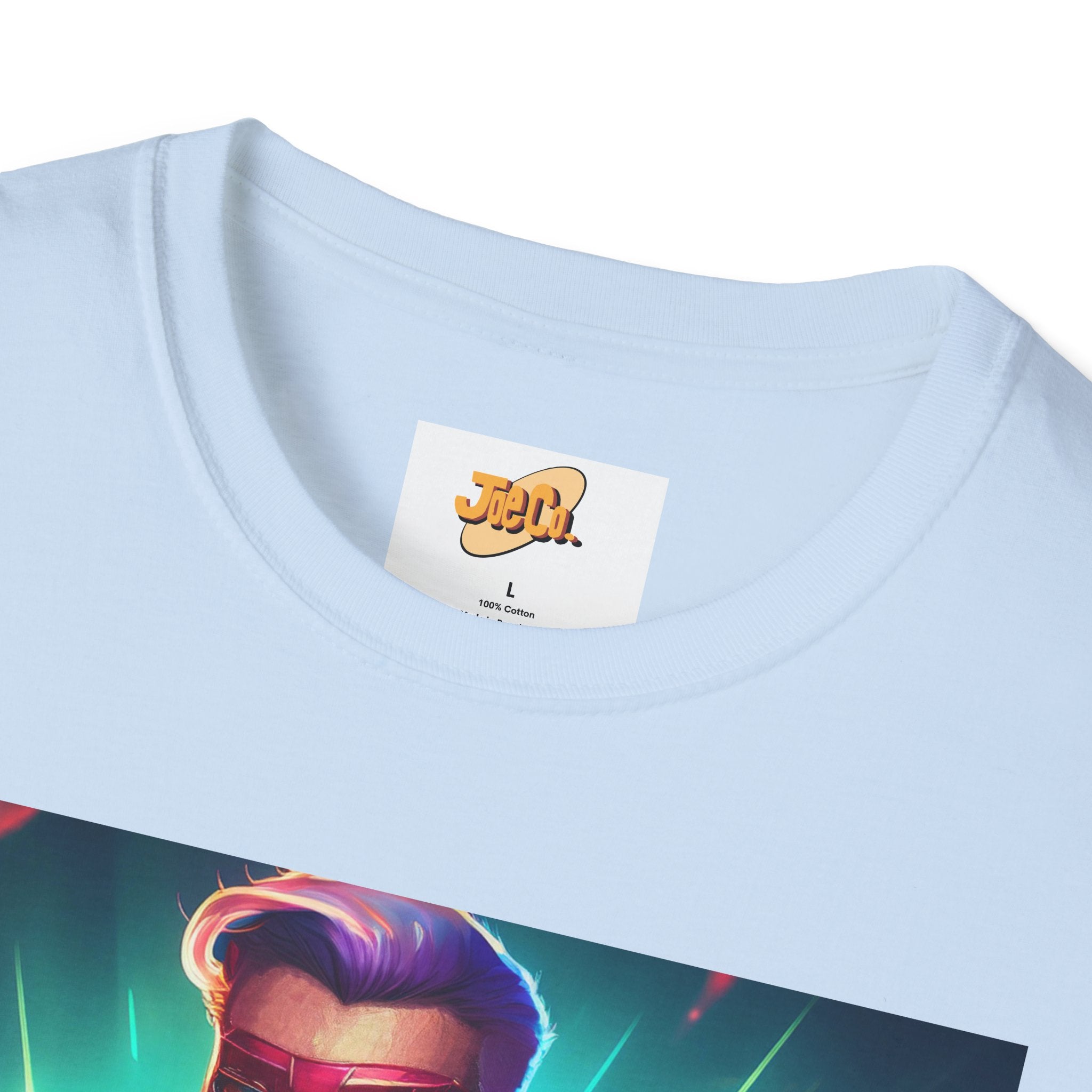 Superhero Graphic T-Shirt — Retro Neon Captain Chest Emblem
