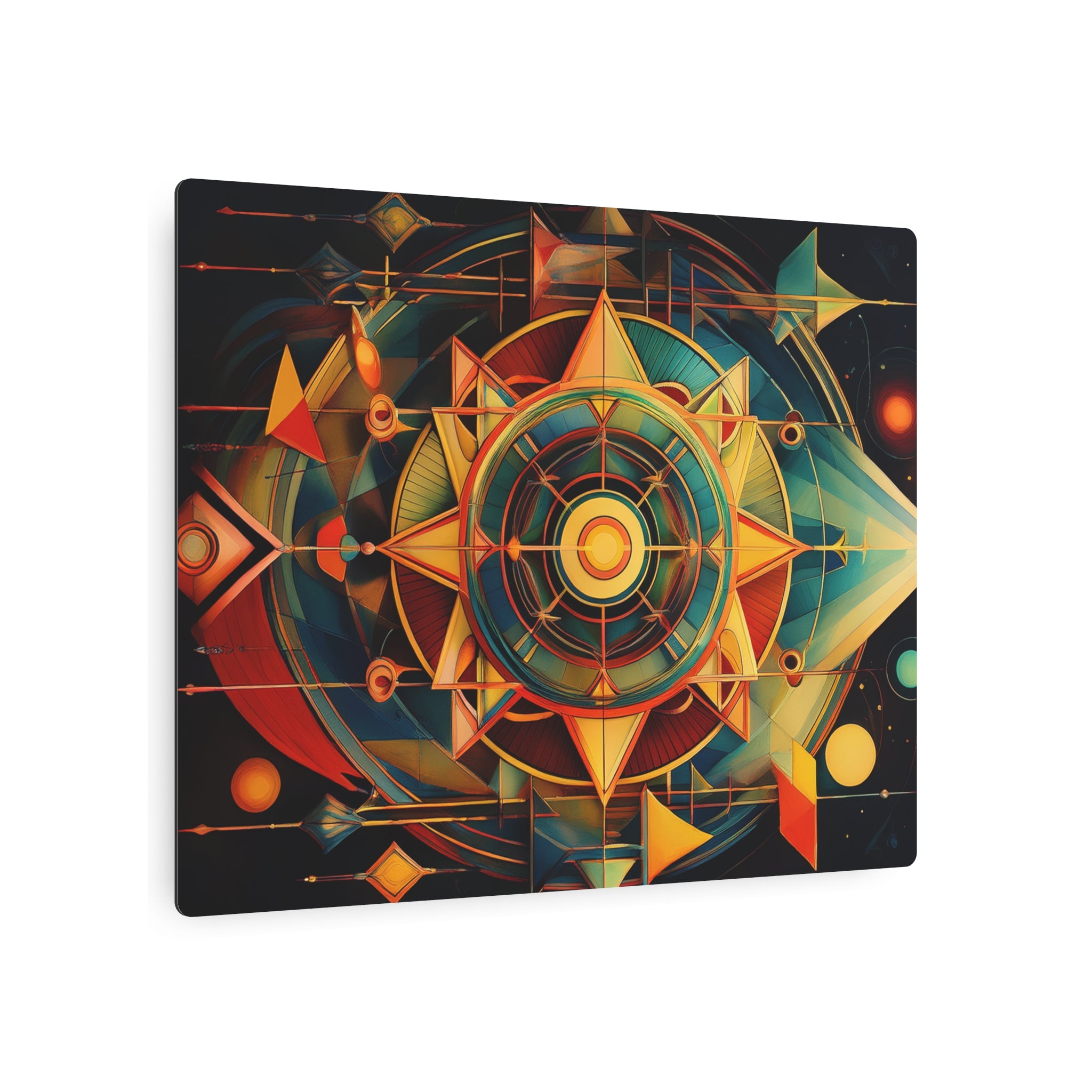 Geometric Compass Metal Art Sign — Abstract Nautical Wall Decor