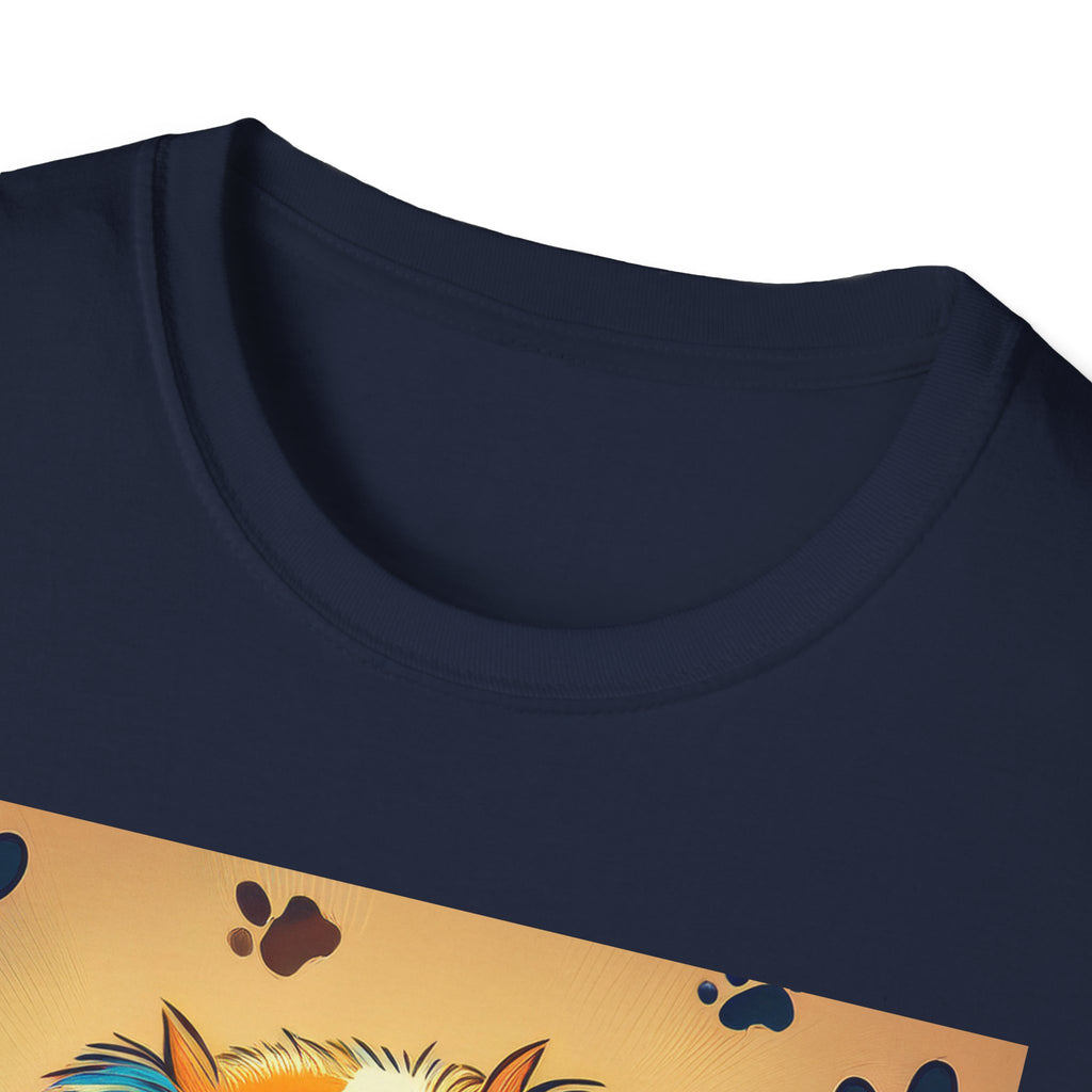 Cute Puppy Portrait T-Shirt — Colorful Paw Print Dog Graphic Tee
