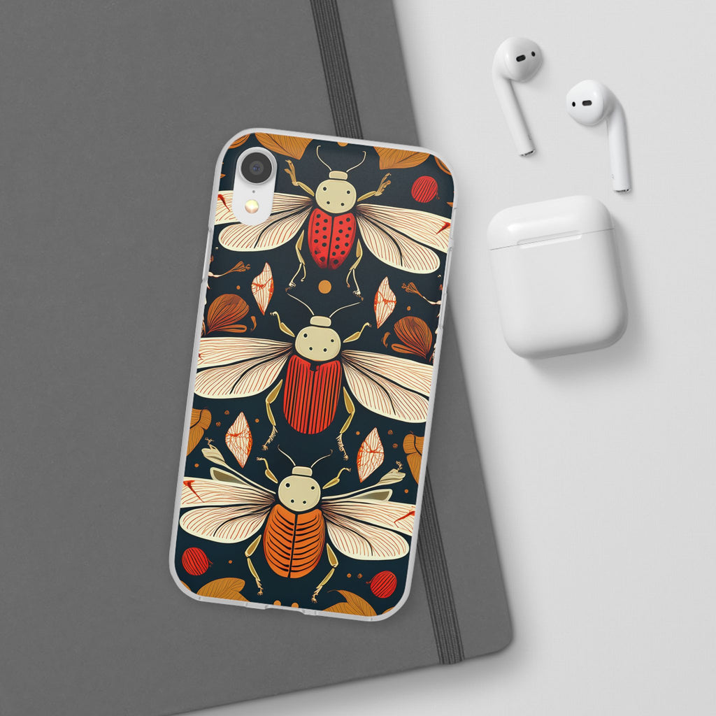 Bug Pattern Phone Case — Vintage Floral Firefly Design