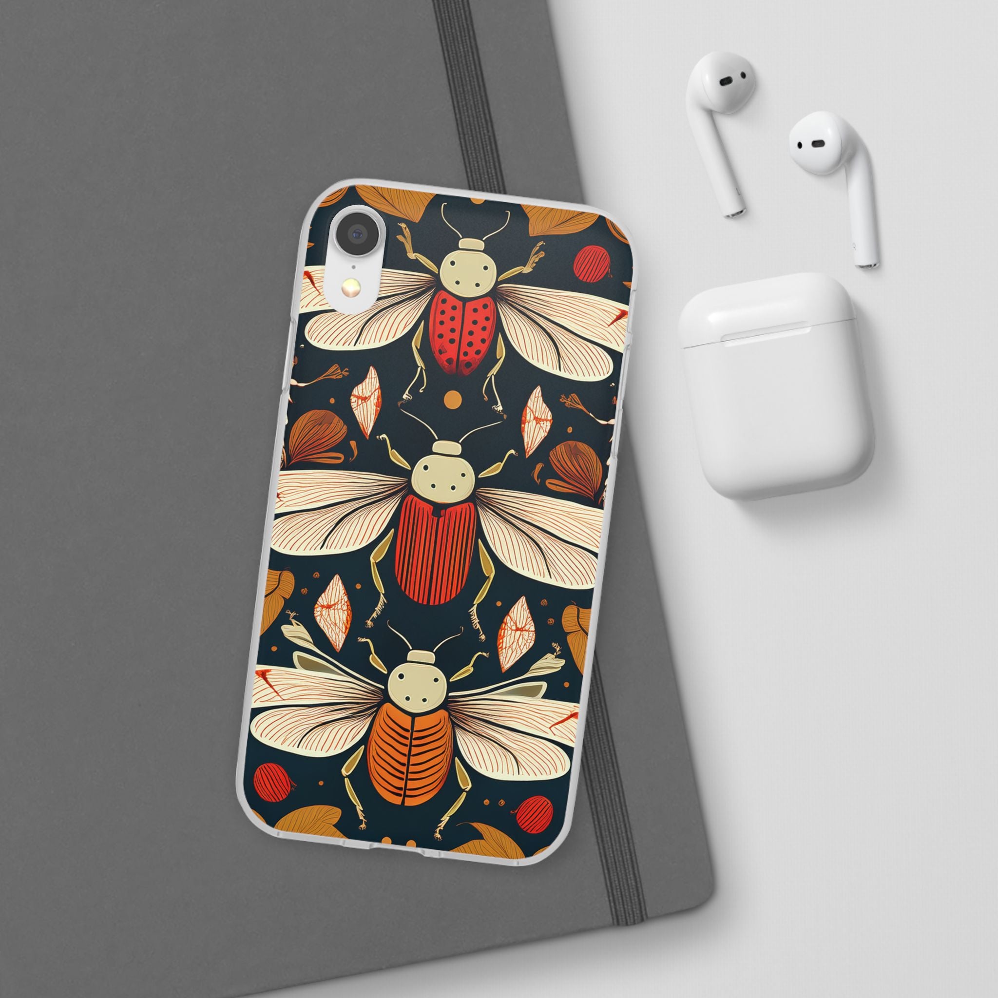 Bug Pattern Phone Case — Vintage Floral Firefly Design
