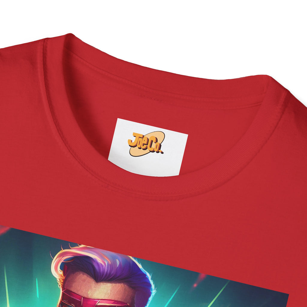 Superhero Graphic T-Shirt — Retro Neon Captain Chest Emblem