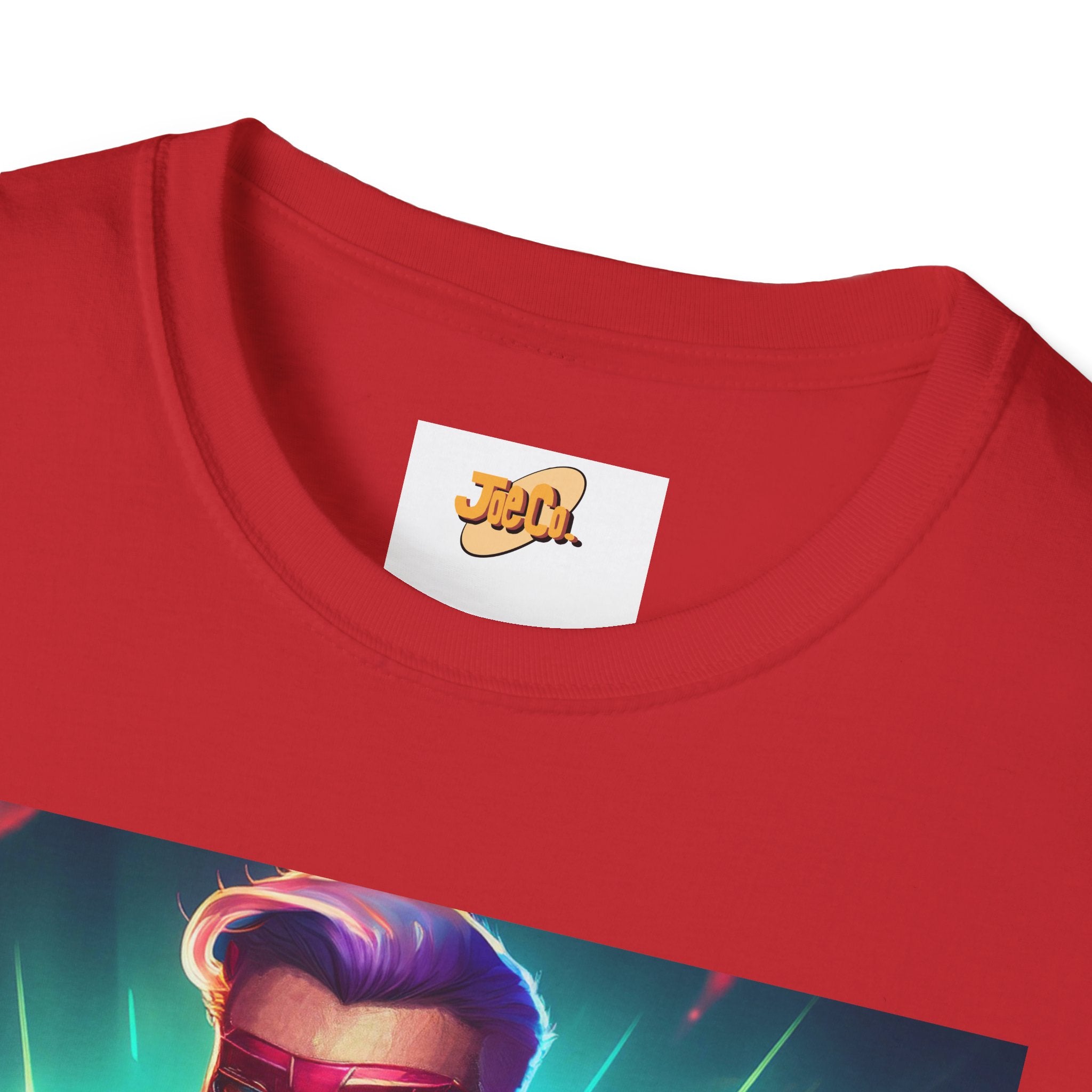 Superhero Graphic T-Shirt — Retro Neon Captain Chest Emblem